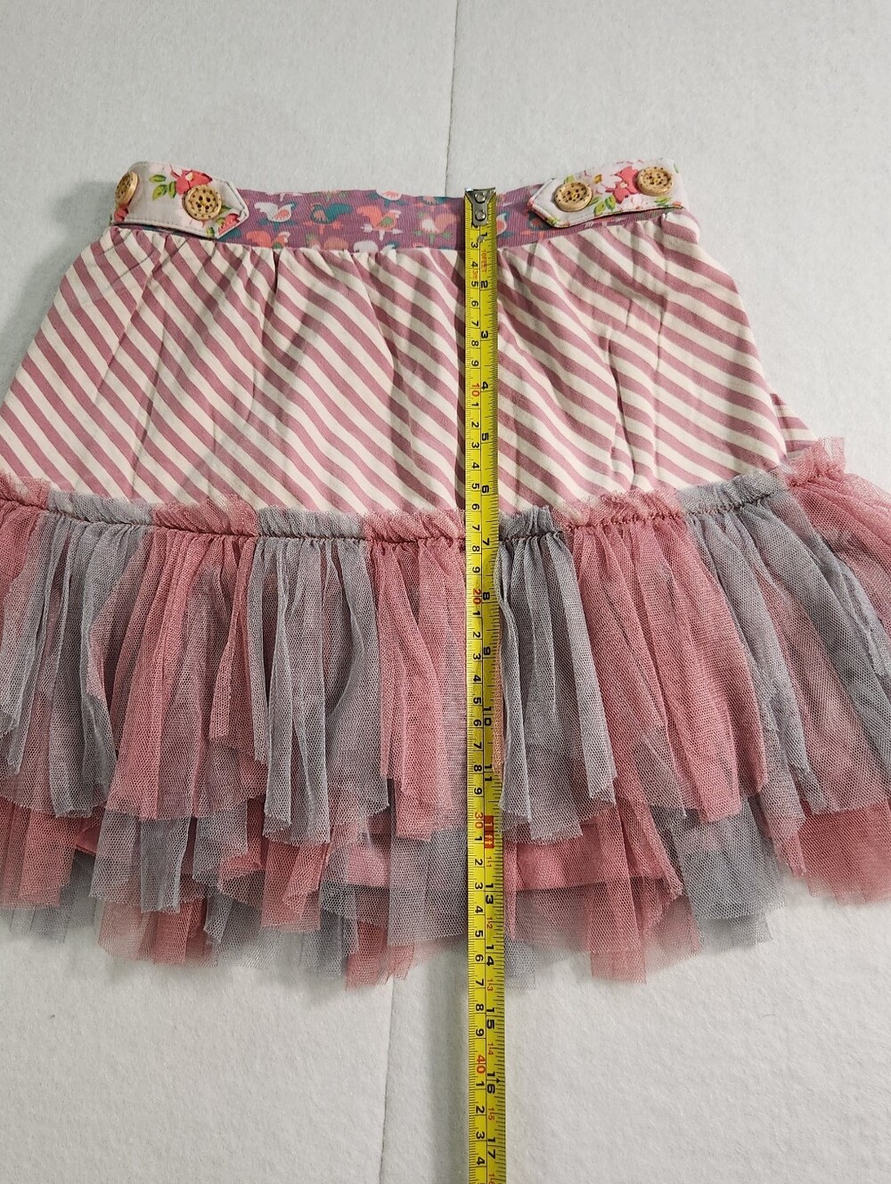 Matilda Jane Pink & Gray Layered Tulle Ruffle Skirt Size 8 - Picture 4 of 10